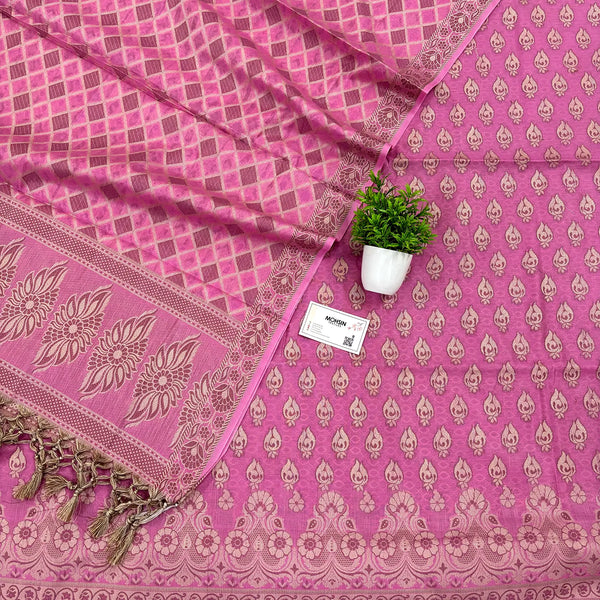 Pink Hukum Fire Cotton Silk Banarasi Suit