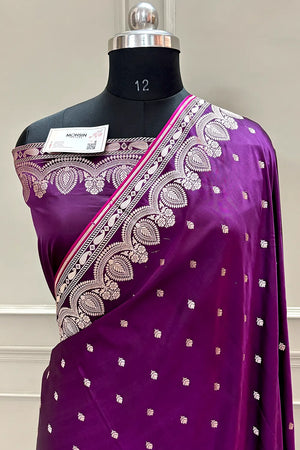 Purple Jadi Buti Katan Silk Banarasi Saree