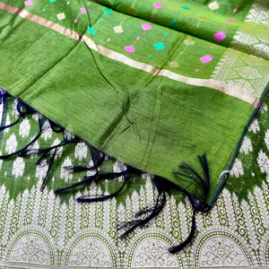 Mehendi Frozen Tree Banarasi Silk Suit