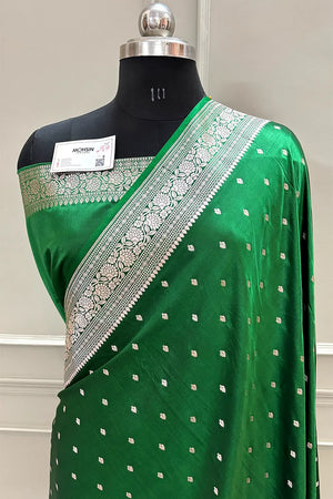 Green Chitrani Buti Katan Silk Banarasi Saree
