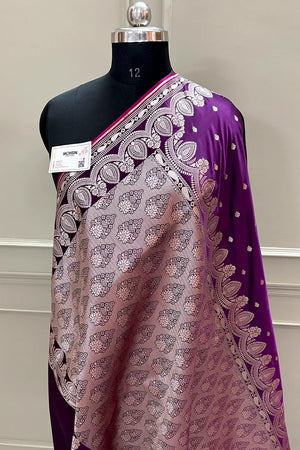 Purple Jadi Buti Katan Silk Banarasi Saree