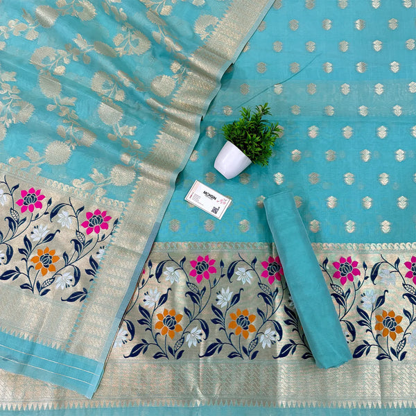 Sea Green Gulbagh Cotton Silk Banarasi Suit