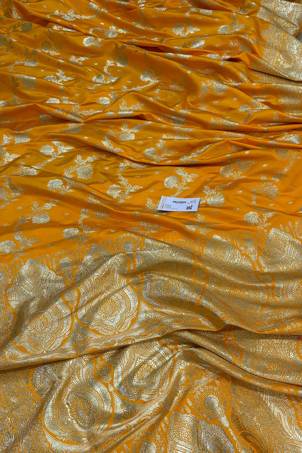 Yellow Tirchi Daal Katan Silk Banarasi Saree