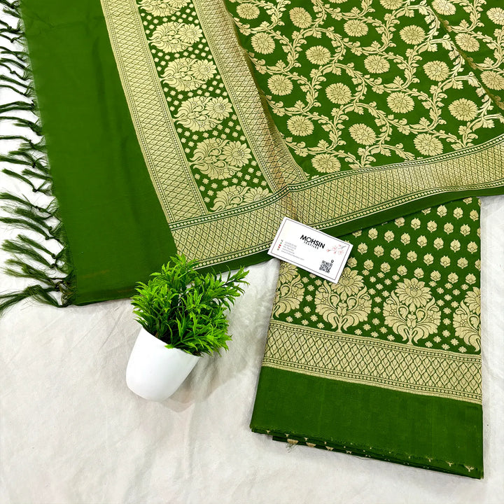 Mehendi Guldaan Kalli Katan Silk Banarasi Suit