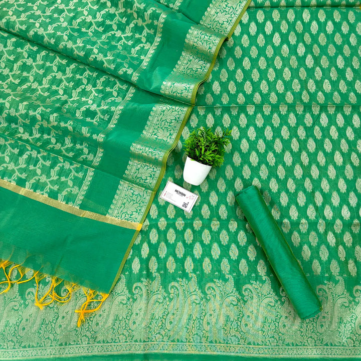 Light Green Holika Banarasi Silk Suit