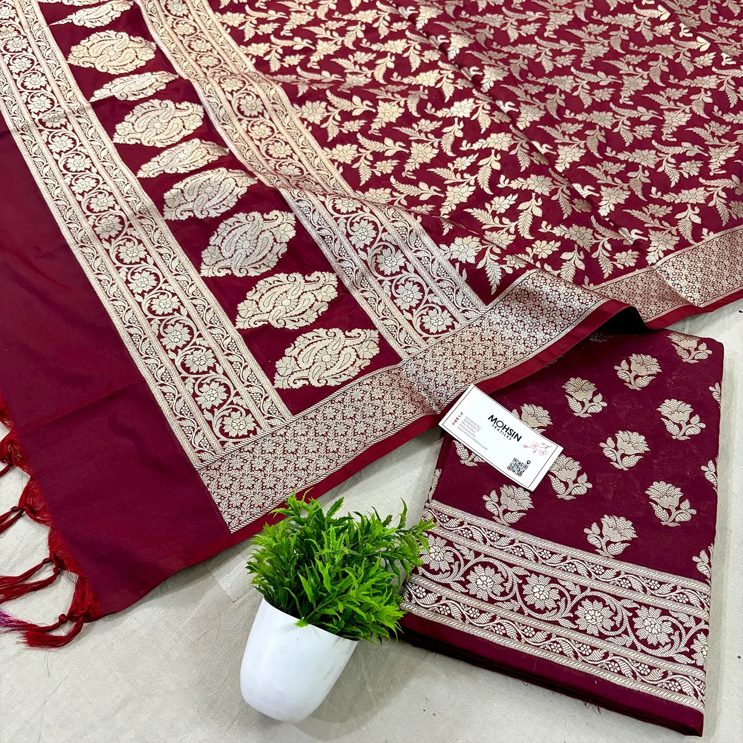 Maroon Shringar Katan Silk Banarasi Suit