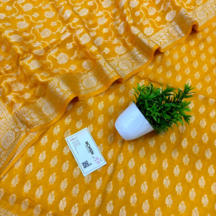 Yellow Jaguar Shahi Georgette Silk Banarasi Suit