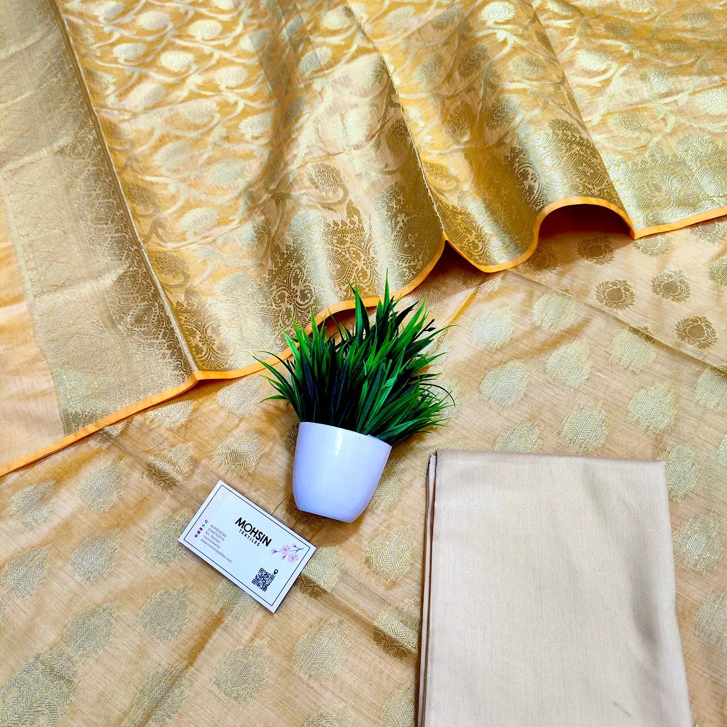 Beige Kalgha Buti Banarasi Silk Suit