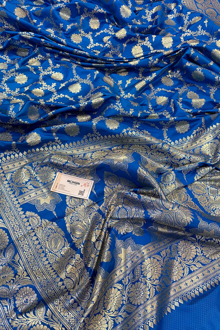 Firozi Murmuri Jaal Katan Silk Banarasi Saree