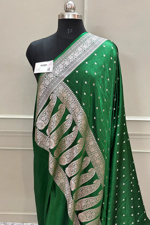 Green Chitrani Buti Katan Silk Banarasi Saree