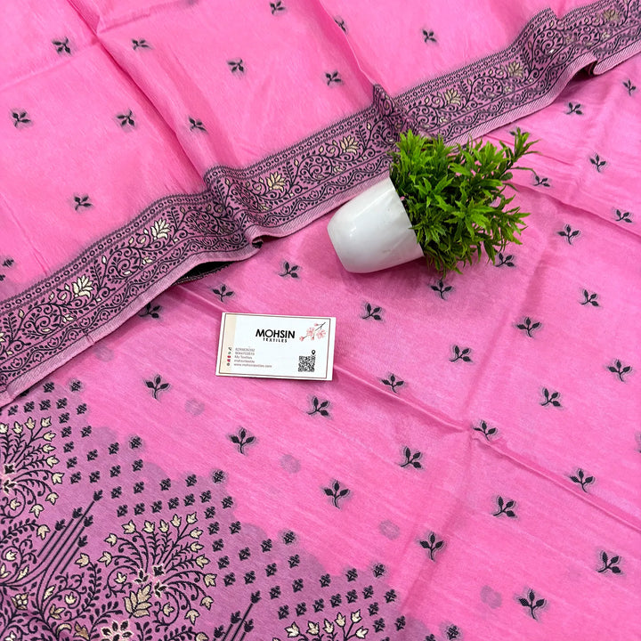 Pink Jhilmila Taj Dola Silk Banarasi Suit