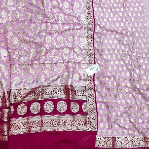Baby Pink and Pink Khilti Kalli Georgette Silk Banarasi Suit