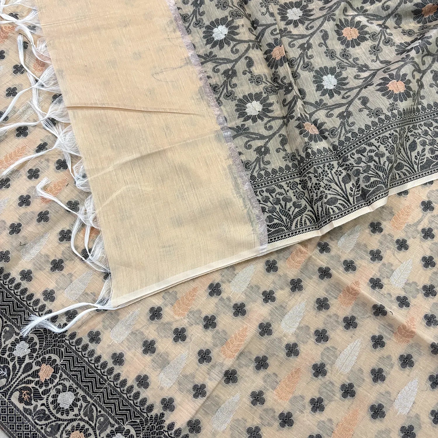 Beige Resham Zari Banarasi Silk Suit