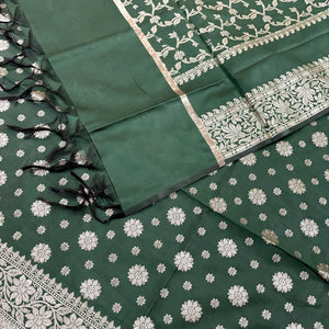 Bottle Green Shaktiman Buti Satin Silk Banarasi Suit