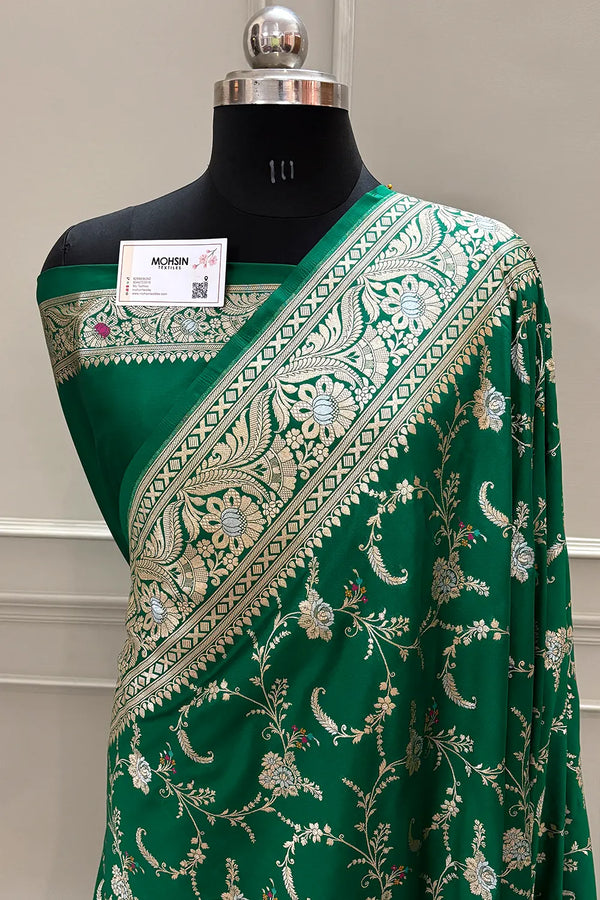 Green Suhani Jaal Katan Silk Banarasi Saree