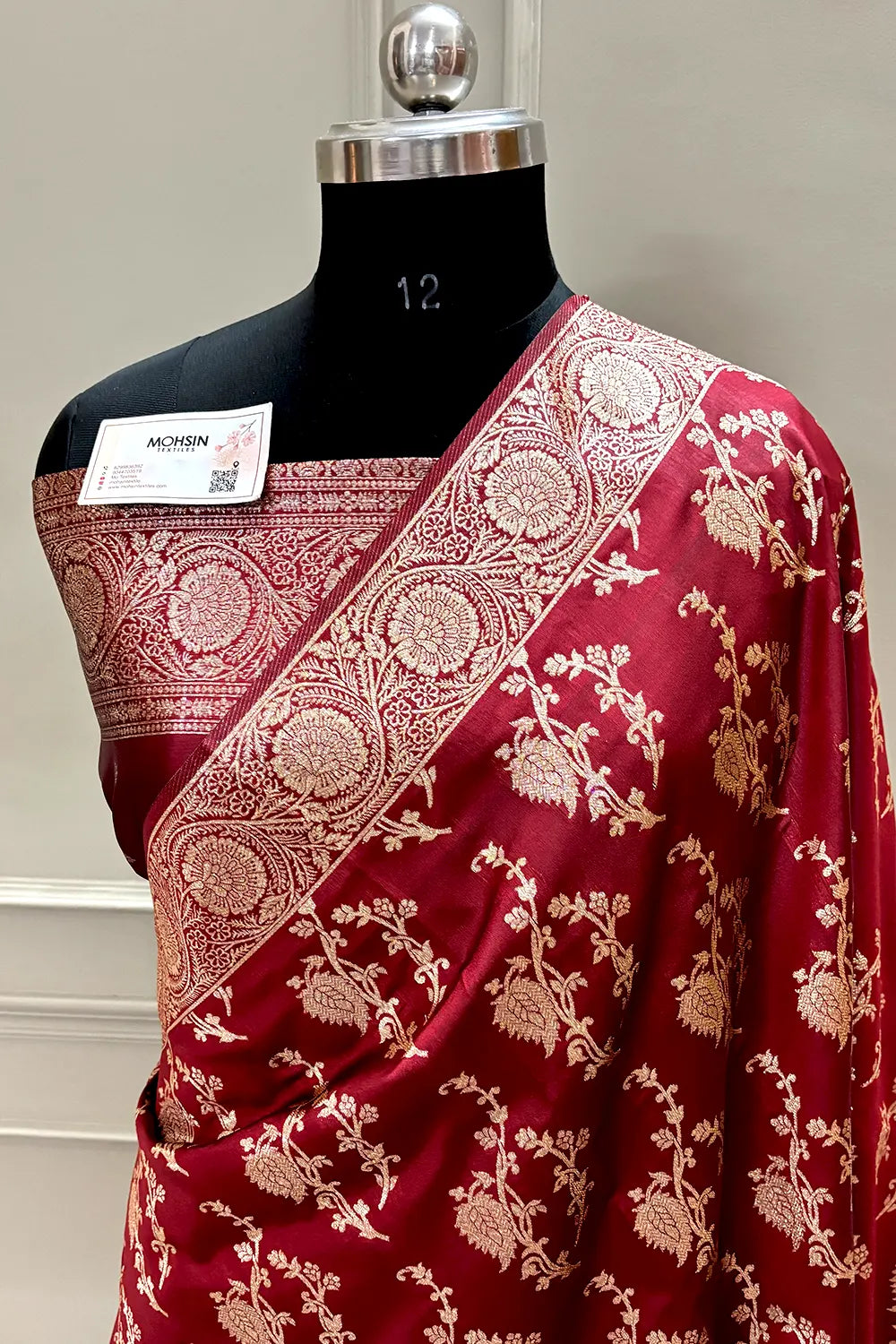 Maroon Zari Banarasi Silk Saree