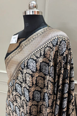 Nita Ambani Black Katan Silk Banarasi Saree