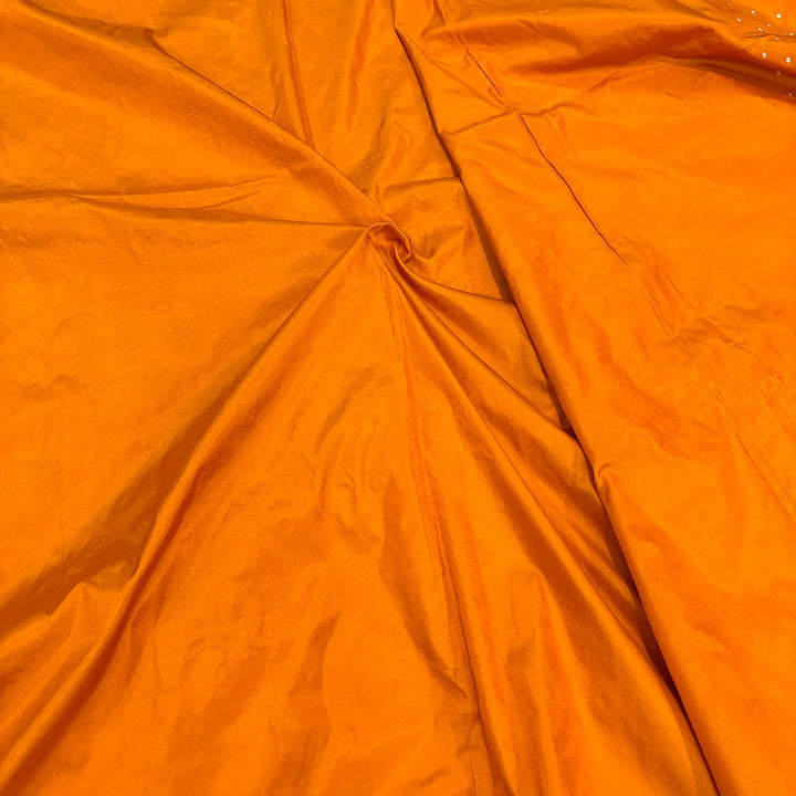 Orange Golden Zari Katan Silk Banarasi Suit