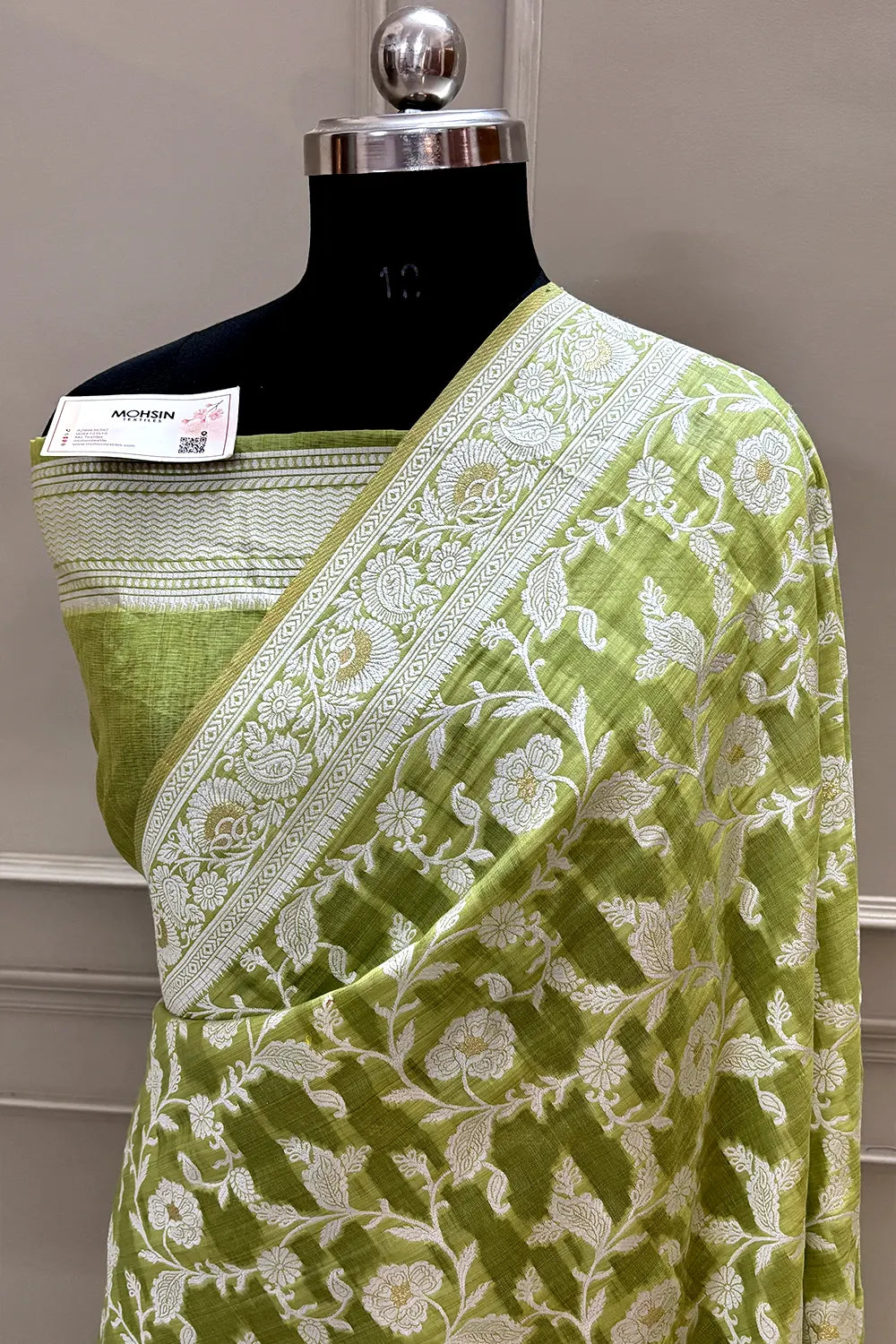 Pista Resham Silk Banarasi Saree