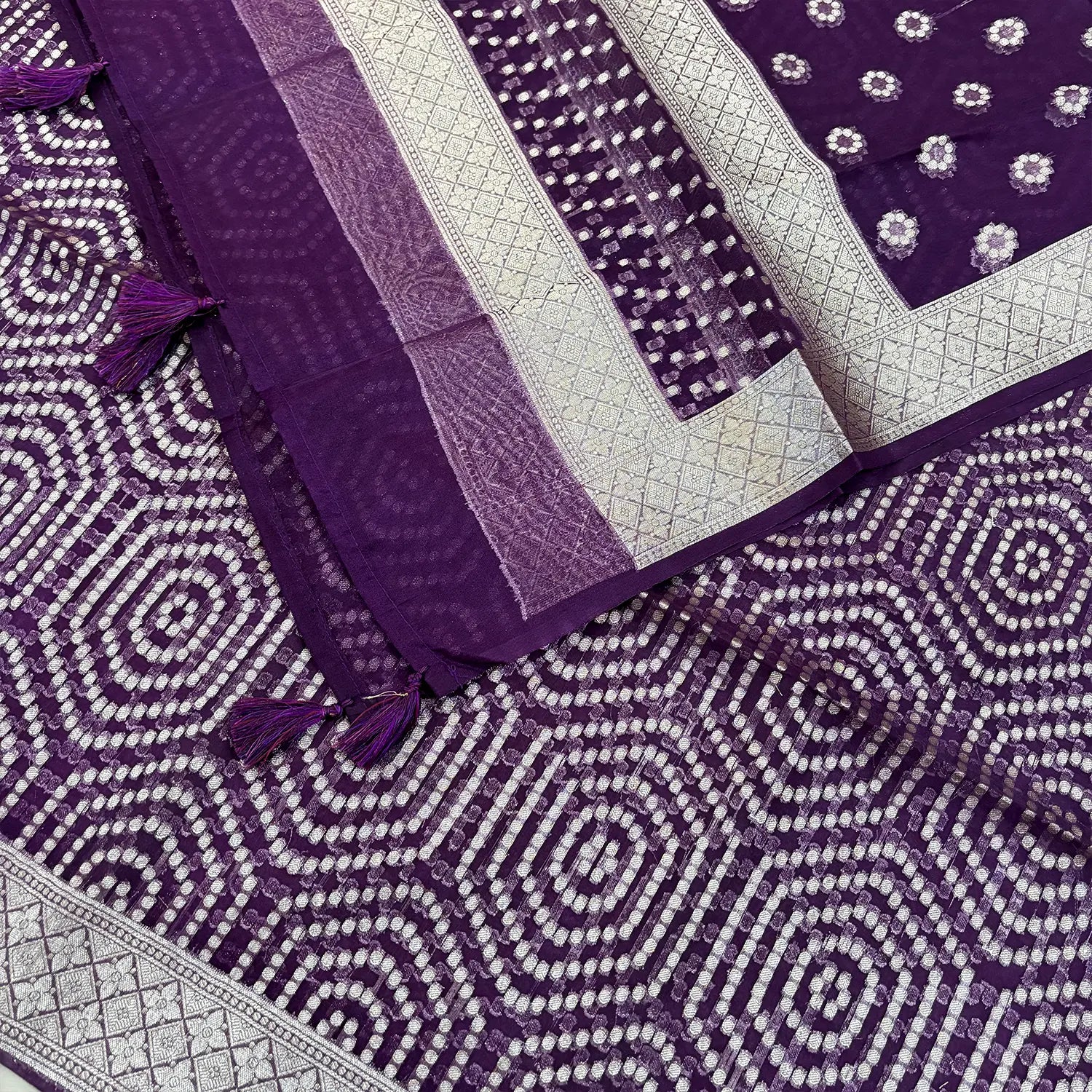 Purple Chalava Organza Silk Banarasi Suit