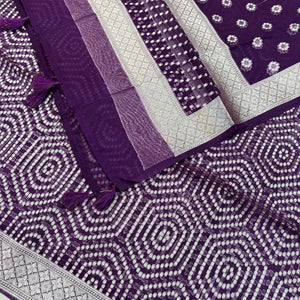 Purple Chalava Organza Silk Banarasi Suit