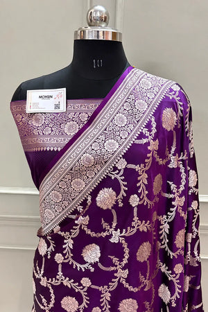 Purple Laabela Jaal Katan Silk Banarasi Saree