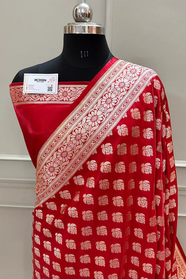 Red Naagmani Buti Katan Silk Banarasi Saree