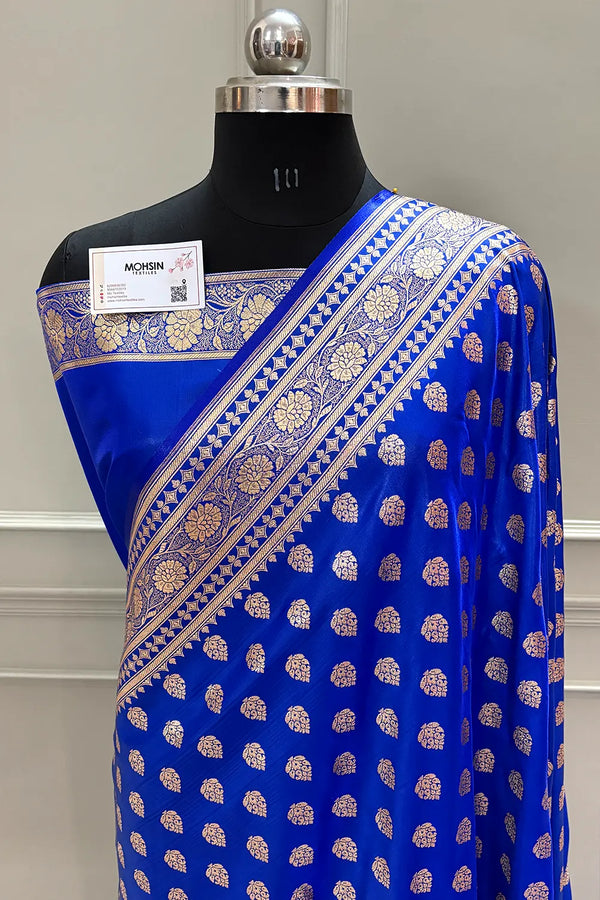 Royal Blue Golden Zari Katan Silk Banarasi Saree