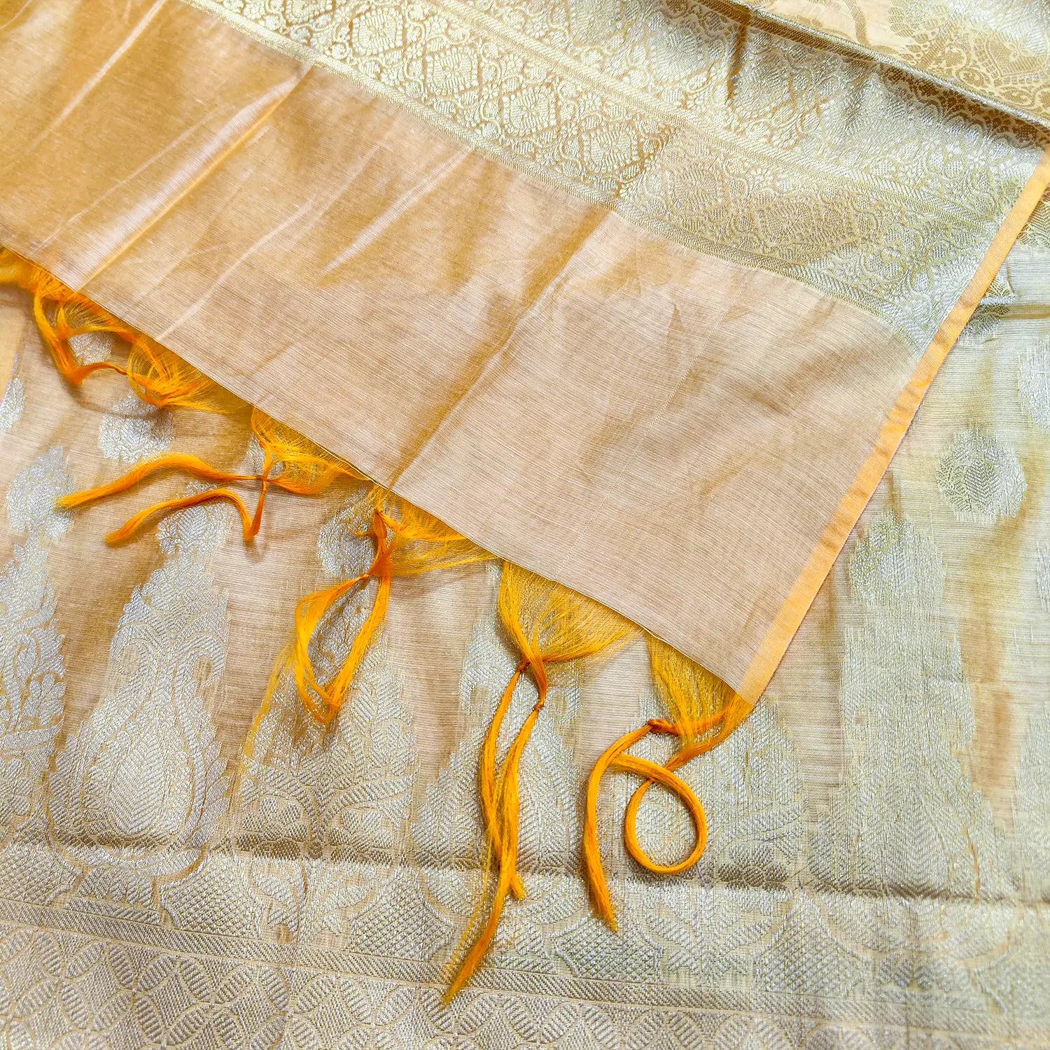 Beige Kalgha Buti Banarasi Silk Suit