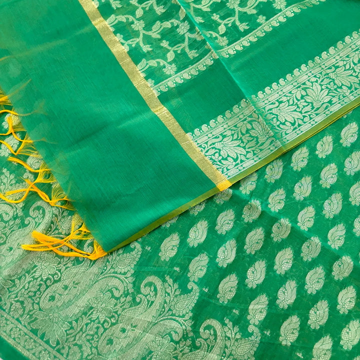 Light Green Holika Banarasi Silk Suit