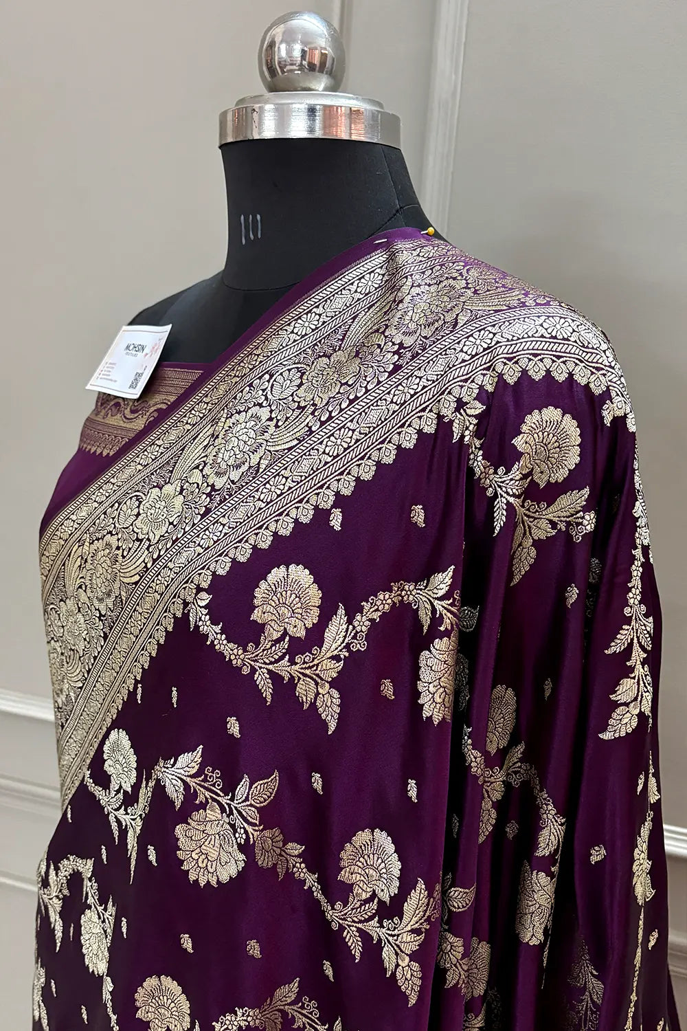 Purple Tirchi Daal Katan Silk Banarasi Saree