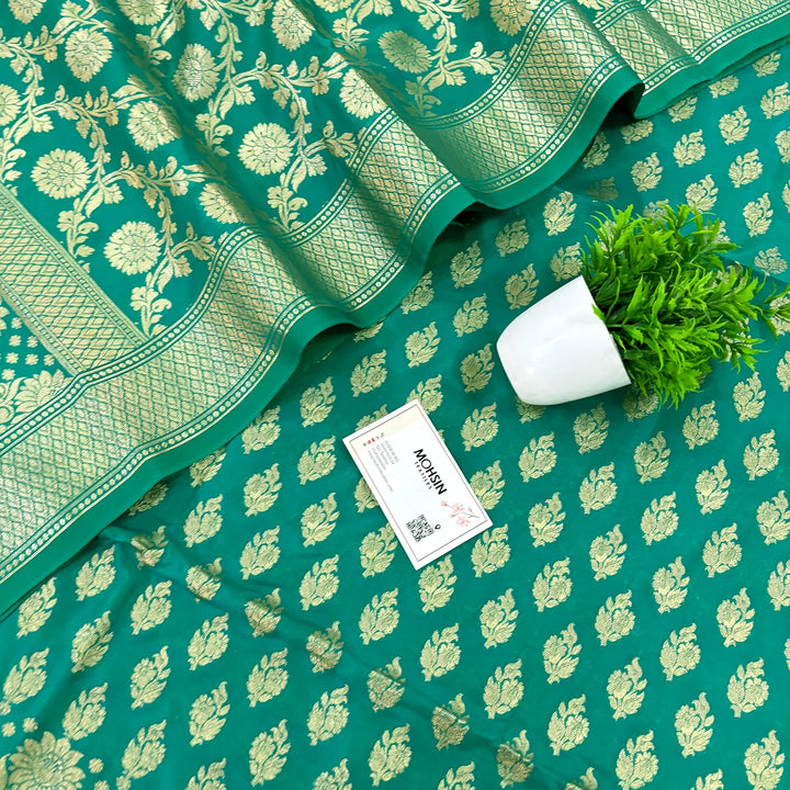 Sea Green Guldaan Katan Silk Banarasi Suit