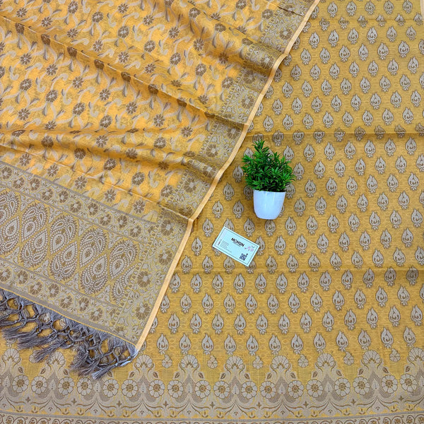 Yellow Hukum Fire Cotton Silk Banarasi Suit