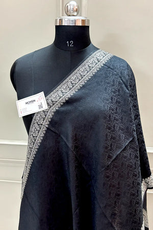 Black Resham Zari Silk Banarasi Stole
