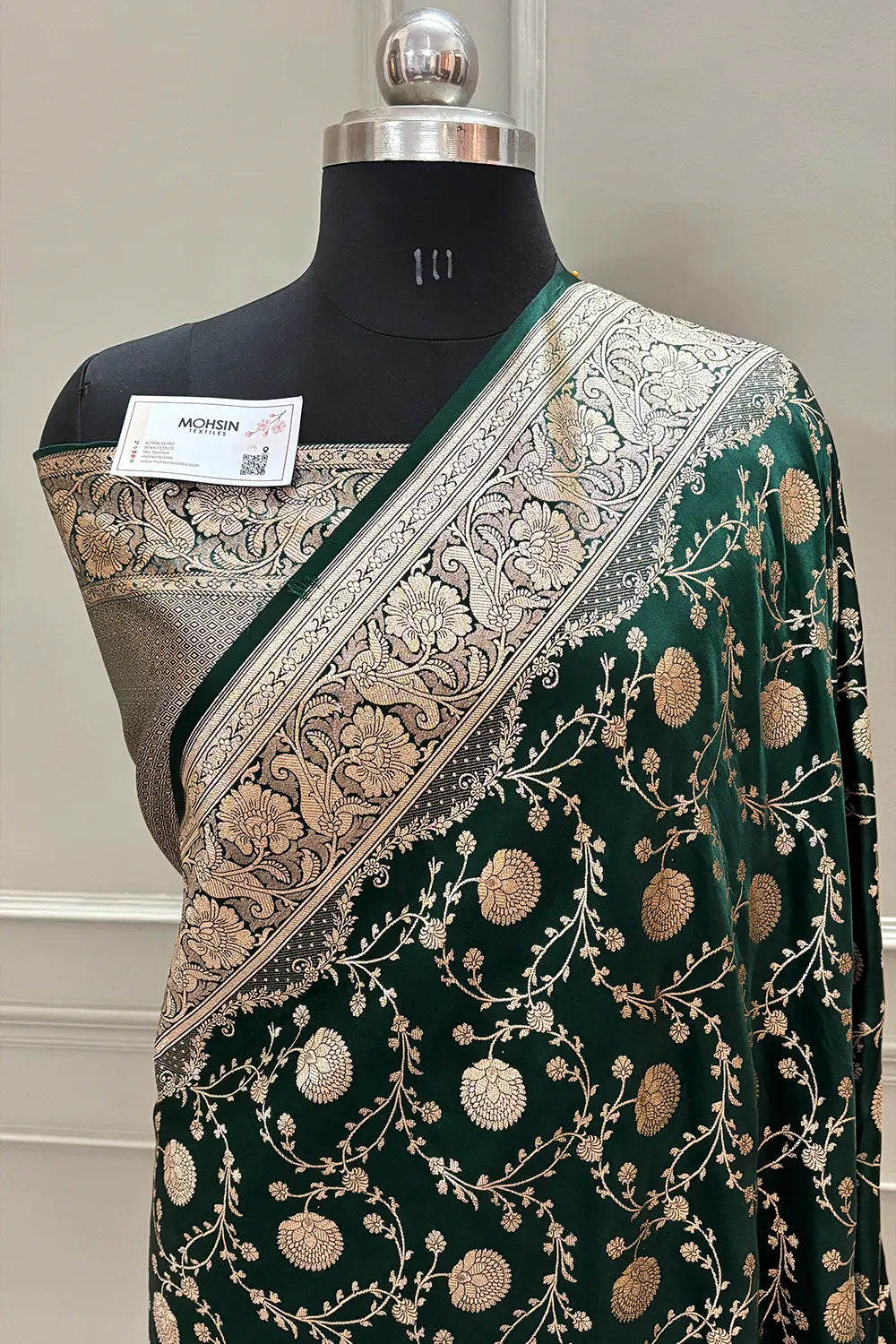 Bottle Green Murerwa Daal Katan Silk Banarasi Saree