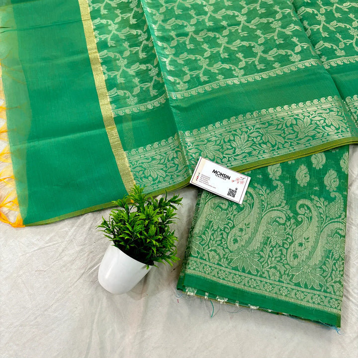 Light Green Holika Banarasi Silk Suit