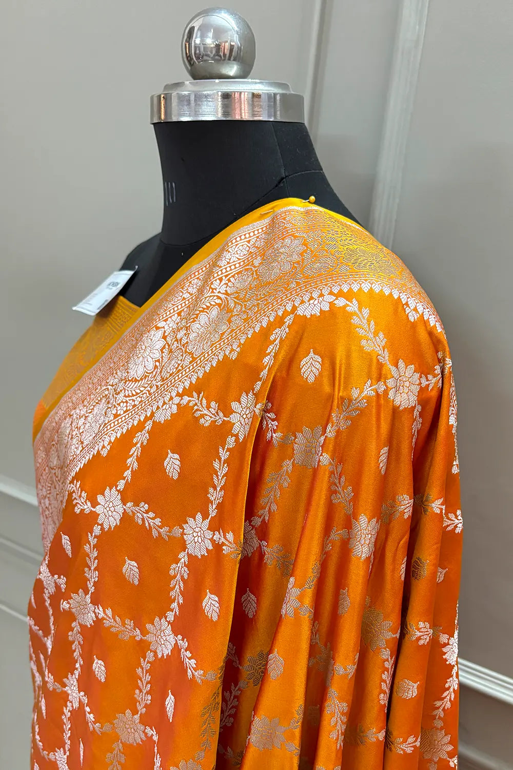 Mustard Qaidi Buti Katan Silk Banarasi Saree