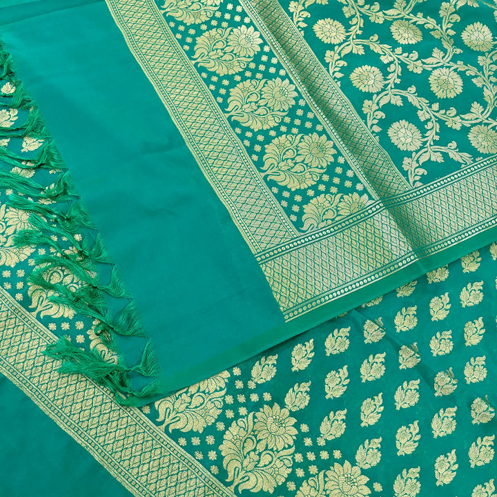 Sea Green Guldaan Katan Silk Banarasi Suit