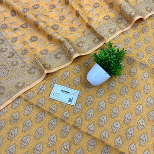 Yellow Hukum Fire Cotton Silk Banarasi Suit