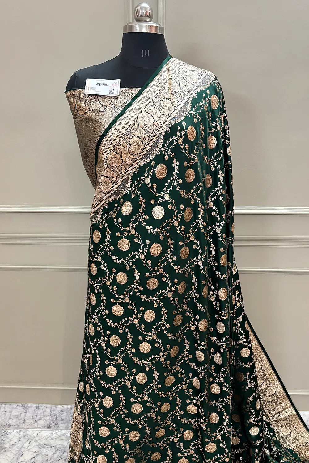 Bottle Green Murerwa Daal Katan Silk Banarasi Saree