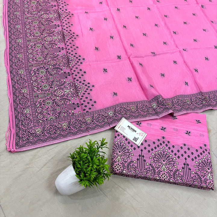 Pink Jhilmila Taj Dola Silk Banarasi Suit