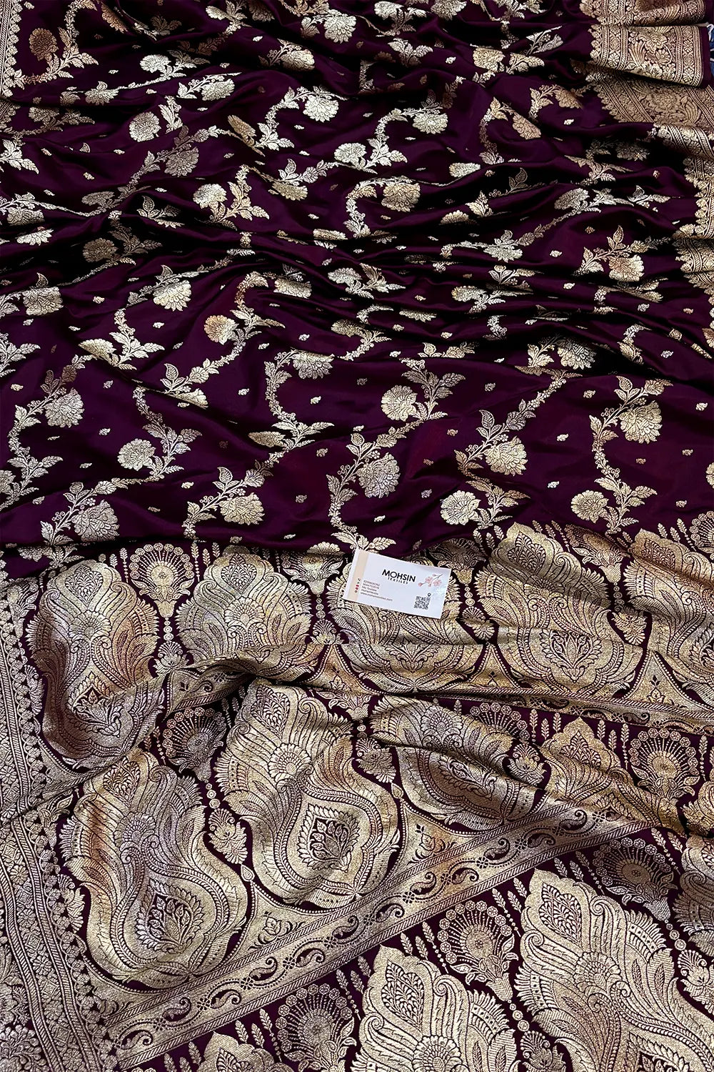 Purple Tirchi Daal Katan Silk Banarasi Saree