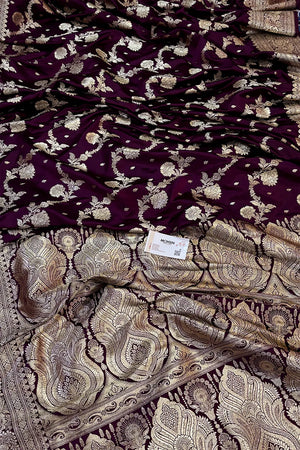 Purple Tirchi Daal Katan Silk Banarasi Saree