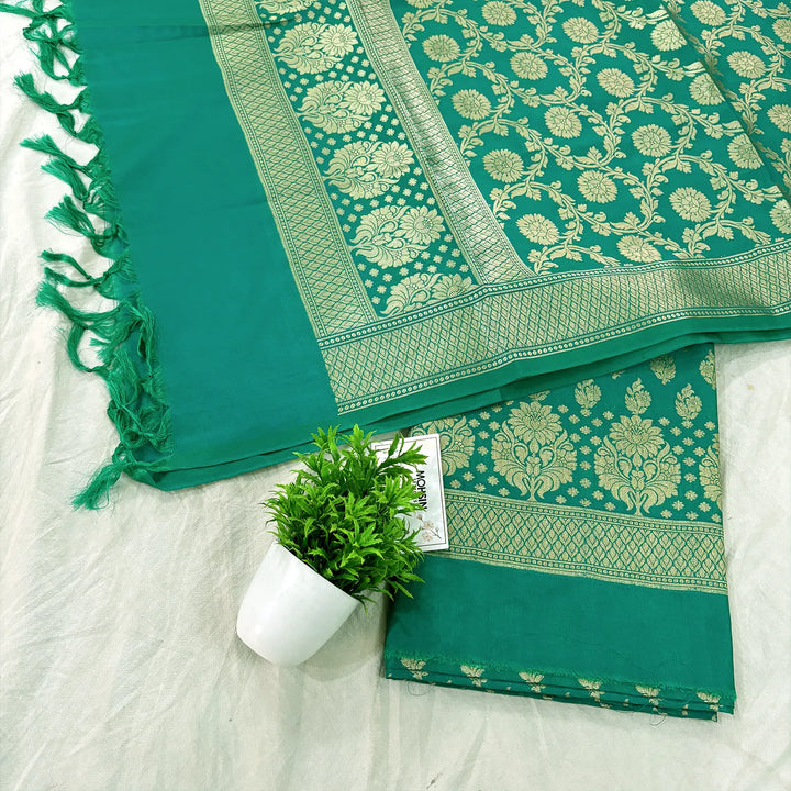 Sea Green Guldaan Katan Silk Banarasi Suit