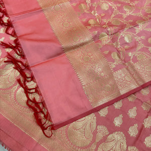 Peach Gumbad Crown Satin Silk Banarasi Suit