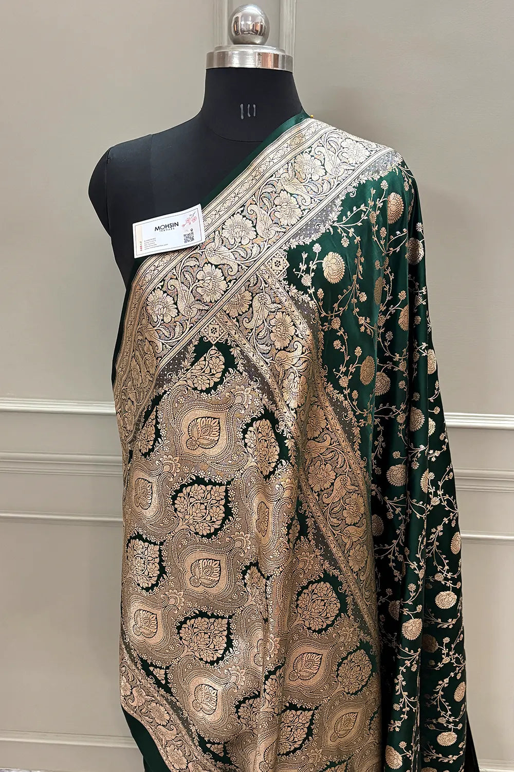 Bottle Green Murerwa Daal Katan Silk Banarasi Saree