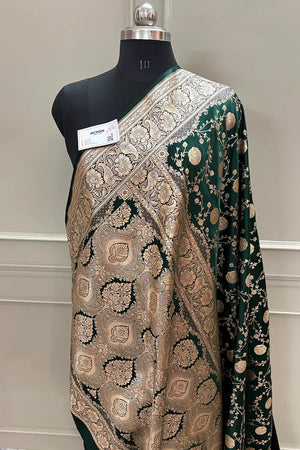 Bottle Green Murerwa Daal Katan Silk Banarasi Saree