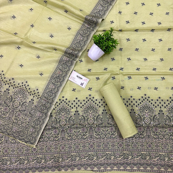 Light Yellow Jhilmila Taj Dola Silk Banarasi Suit