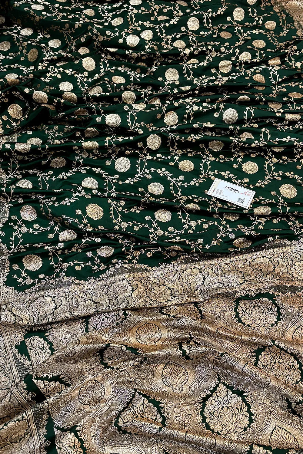 Bottle Green Murerwa Daal Katan Silk Banarasi Saree