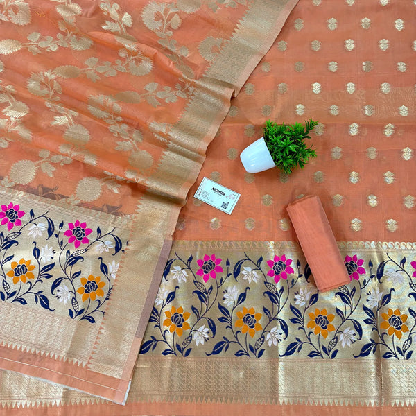 Orange Gulbagh Cotton Silk Banarasi Suit